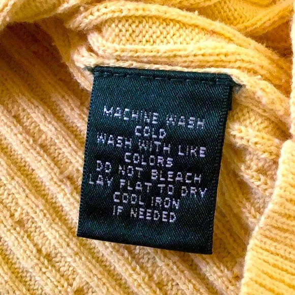 Lauren V-Neck 100%cotton Yellow Sweater, Size M - Picture 5 of 6